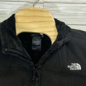 The North Face Black Hoodie‎ Full Zipper Fleece Jacket Teddy Soft Lining Sz Lg
